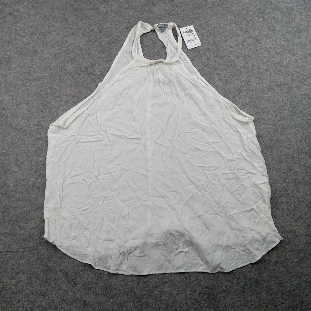 Charlotte Russe Shirt‎ Womens Medium White Halter Top Sheer Rayon Made USA